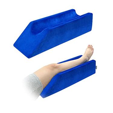 Imagem de Leg Elevation Wedge Pillow Knee Leg Rest Pillow for Sleeping Post Surgery Knee Support Foam Bed Wedges Legs Bolster Foot Elevation After Surgery Pillow Positioning Wedge Cushion (Blue, 65cm Long)