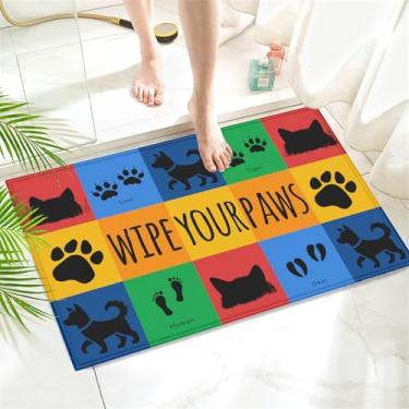 Imagem de COSHARKLY Tapete de banho engraçado de gato e cachorro, tapete de banheiro, tapetes de chuveiro para banheira, chuveiro, pias, tapetes antiderrapantes, capachos macios para decoração de casa 43 x 76