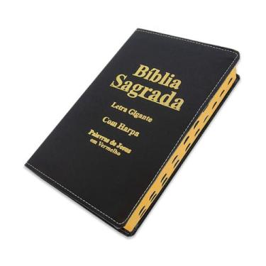 Imagem de Biblia Sagrada Letra Gigante Luxo Popular - Preta - C/ Harpa E Palavra