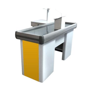 Imagem de Empacotador Check Out Balcão Caixa 1,50m Com Recorte Balança Amarelo - Sa Gôndolas