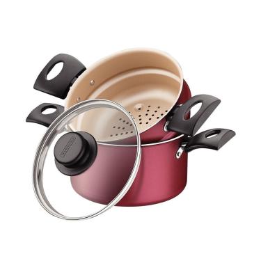 Imagem de Cuscuzeira Cozi-vapore Turim Em Alumínio Revestimento Antiaderente 16cm 2 Peças Tramontina