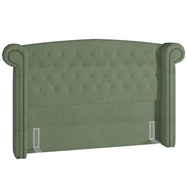 Imagem de Cabeceira para Cama Box Casal Sofia 160 cm Tecido Bouclê Botonê com Tachinhas Lilás Lyam Decor