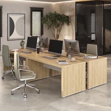 Imagem de Conjunto Executivo 4 Mesas Tamburato 1600 Carvalho Branco