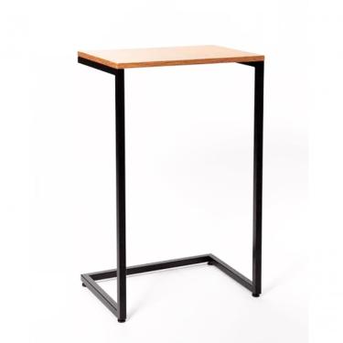 Imagem de Mesa Lateral De Apoio Preta E Mdf Louro Freijó