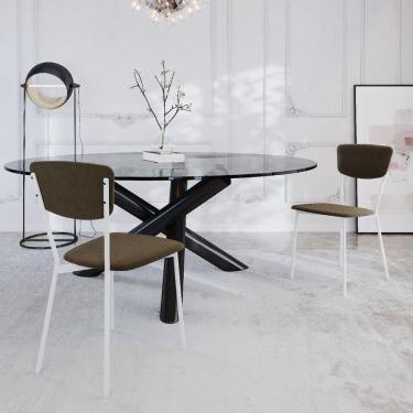 Imagem de Cadeira Fixa Estofada Vintage Retrô Com 2 Unidades Sand-branco