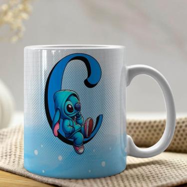 Imagem de Caneca De Porcelana Stitch Letras A-z 325ml Azul C