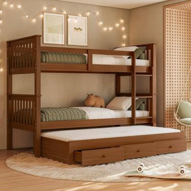 Imagem de Treliche Solteiro Madeira Maciça Reforçada Cama Aux Gavetas