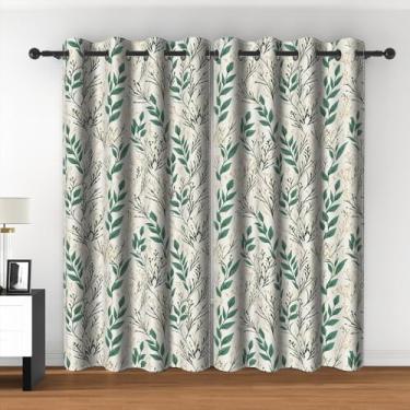 Imagem de Cortinas blecaute de folhas verdes botânicas naturais folhas selvagens cortina de cozinha plantas verdes ramo fazenda cortinas de janela para quarto sala de estar 106 x 213 cm, 2 painéis