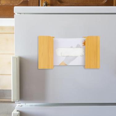 Imagem de Enlisiwte Suporte Magnético Para Luvas, Caixa De Bambu, Dispensador Ajustável, Design Que Economiza Espaço Em Lenços Papel, Geladeira, Cozinha, Hospital, Laboratório, Loja, Lavanderia