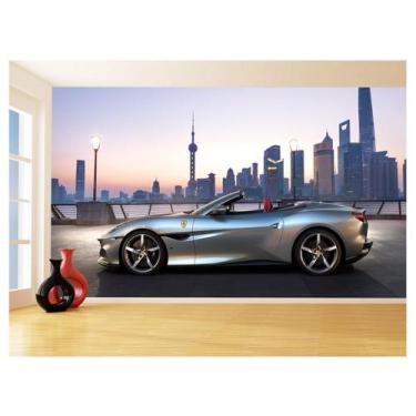 Imagem de Papel De Parede Carro Ferrari Prata Céu Sport 3,5M Car136 - Você Decor