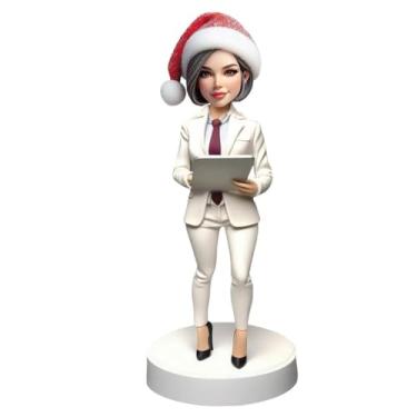 Imagem de Papai Noel personalizado - chapéu chefe bobblehead feito à mão a partir de sua foto, presente atencioso para negócios - mulheres mentosas irmãs chefes femininas decoração de escritório lembrança