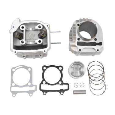 Imagem de GOOFIT Peças de motor de 62,5 mm, forros de cilindro, cabeçotes de pistão, kit de bloco de juntas de substituição para motores de veículos off-road GY6 180cc 200cc 250cc ATV