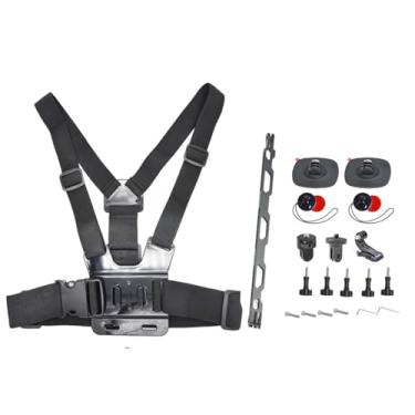 Imagem de Fotoleey Suporte de capacete para câmera de esqui compatível com GoPro Hero 12/11/10, para Insta360 X3/X2/Ace Pro/Ace/GoPro Max, incluindo haste de extensão de capacete, alça de peito e bases adesivas