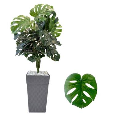Imagem de Planta Costela De Adão Artificial Com Vaso Cores Pedra - Flor Imp