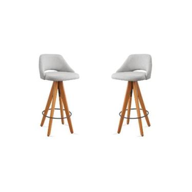 Imagem de Kit 2 Banquetas Giratórias Estofadas com Encosto Nicole - Zurc Decor