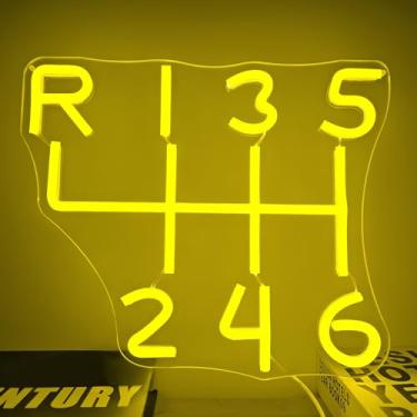 Imagem de CinsYarn Placa De Neon Para Caixa De Câmbio De Carro Para Decoração De Parede, Luz De Neon De Led Para Caixa De Câmbio Manual, Placa De Iluminação Neon Regulável Para Acessórios De Garagem, Oficina De