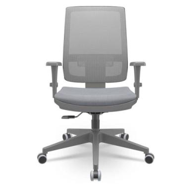 Imagem de Cadeira Brizza Diretor Grafite Tela Cinza Assento Vinil Cinza Base Rel