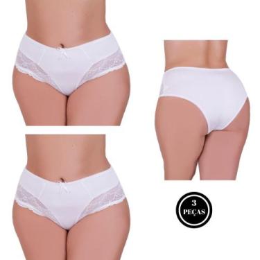 Imagem de Kit 3 Calcinha Plus Size Conforto com Detalhe em Renda - c1 KIT 3 VALÉ