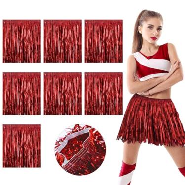 Imagem de Xuuf Pacote Com 8 Guirlandas De Franjas E Borlas Metálicas Vermelhas, Saias Carros Alegóricos Para Desfile, Dança Do Ventre, Traje Rave Lantejoulas Mulheres, Aplicável Aniversário, Dança, Carnaval,
