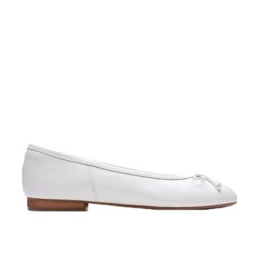 Imagem de Clarks Sapatilha feminina Fawna Lily Ballet, Couro branco, 38