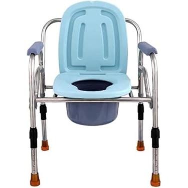 Imagem de Cômoda De Cabeceira Dobrável De Aço 3 Em 1, Cadeira De Cômoda Dobrável Para Banheiro é Ajustável Em Altura, Pode Ser Usada Como Vaso Sanitário Elevado