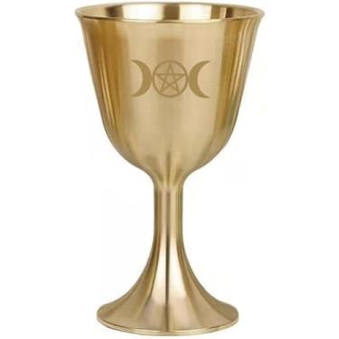 Imagem de Cálice Vintage, Cálice De Vinho De Latão, Cálice Decorativo De Pentagrama De Lua Tripla, Decoração De Mesa De Copo De Vinho De Metal Retrô, Copo De Cálice De B, #01, 80x50x37 mm