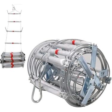 Imagem de Escada De Fuga De Incêndio Emergey De 2-6 Andares, Escada De Corda Resistente A Chamas Escada Macia De Liga De Alumínio Portátil, Escada De Incêndio Para Conjunto De Jogo Inte, 65FT/20M