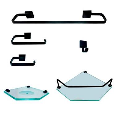Imagem de Kit Para Banheiro Luxo Preto 2 Sextavado - Landi Vendas, Incolor