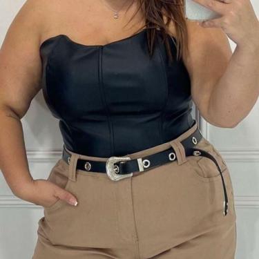 Imagem de Cinto Feminino De Ilhós Metal Punk Rock Plus Size Com 1,40cm - Couro