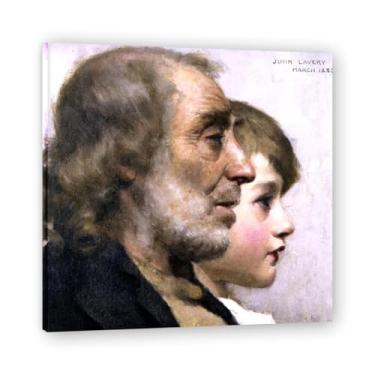 Imagem de Arte em tela para jovens e idades John Lavery Iconic Realist Portrait & War Scene – Decoração de parede irlandesa atemporal para casa 39,9 x 39,9 cm emoldurada