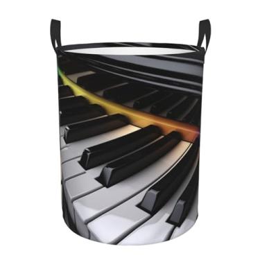 Imagem de Cesto de lavanderia com chave de piano, dobrável, impermeável, cesto de armazenamento de roupas com alças, pano Oxford, organizador de brinquedos, cesta para banheiro, lavanderia, quarto, pequeno