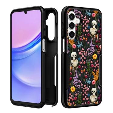 Imagem de Plakill Capa de telefone feminina para Galaxy A14 5G - capa feminina estética feminina design exclusivo flor de esqueleto resistente à prova de choque de grau militar adolescentes para Samsung Galaxy