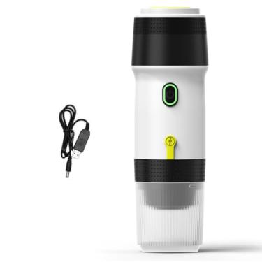 Imagem de Mãe portátil de cafeteira elétrica sem fio 3 em 1 mini -café com carregamento USB para viagens de carro em casa Trabalho com cápsula Coffee de café Cold Brew aquecimento de 120 ml (Branco)