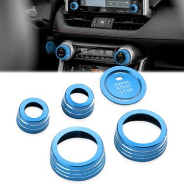 Imagem de Auovo Capa de maçaneta AC compatível com acessórios Toyota RAV4 2025 2024 2023 2022 2021 2020 2019 Rav4 controle de volume de rádio interruptor de controle de ar condicionado anel de tampa do botão 6