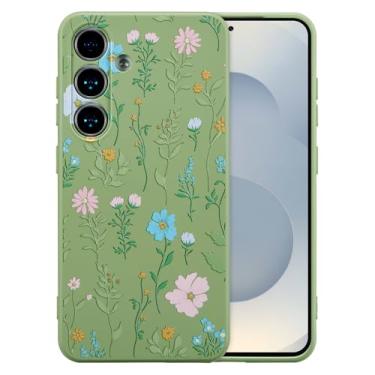 Imagem de RALEAVO Capa para Samsung Galaxy S24 Plus, linda capa floral com estampa de flores cosmos, capa de telefone de silicone líquido para meninas e mulheres, capa protetora de borracha macia para S24 Plus