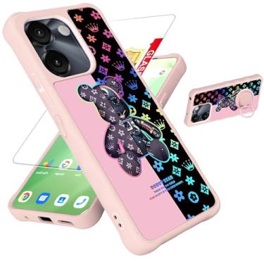 Imagem de jioeuinly Capa para celular AirVoice S67 5G / C67/A67 compatível com FOXXD Foxx Miro S67 5G / C67/A67 [com protetor de tela de vidro temperado] [suporte de anel] [luz refletora colorida] IMDF-JXX
