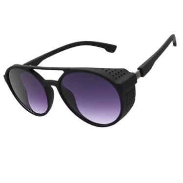 Imagem de Óculos de Sol Redondo Steampunk Retrô Vintage Premium Proteção UV400 em Acetato Italiano Estilo Clássico Moderno Unissex Masculino Feminino - Modelo Floripa - Cacife Brand (Preto Degrade)