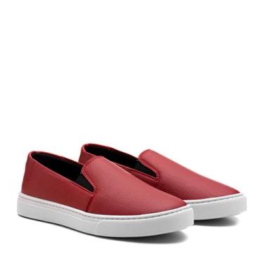 Imagem de Tênis Casual Slip On Feminino Confortável - Dhaffy , Vermelho