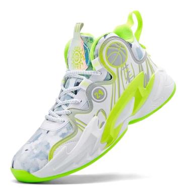 Imagem de Novetra Tênis de basquete masculino de cano alto com suporte aprimorado para tornozelo e sola de borracha antiderrapante(Green,34 BR)