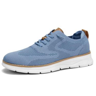 Imagem de Sapato Oxford masculino casual, moderno, malha, negócios, caminhada, trabalho, sem cadarço, confortável, leve, sola macia, 1 azul claro, 39