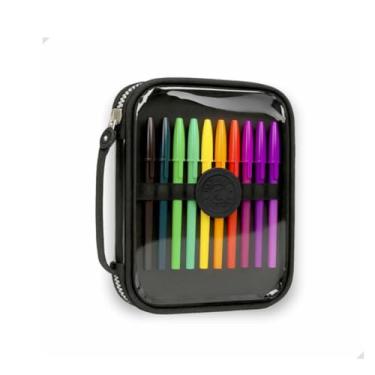 Imagem de Estojo Escolar Organizador Transparente 1 Ziper Box Grande Infantil Canetinhas Lapis Feminino Masculino Nylon Divisoria Necessarie Ziper Papelaria Fofa (preto transparente)