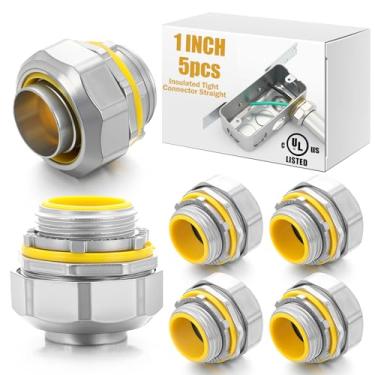Imagem de Gisafai 5 peças de conector líquido apertado reto isolado zinco fundido metal fundido acessórios de conduíte elétrico para 1 polegada flexível e tipo B flexível