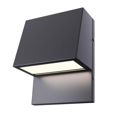 Imagem de LPRZSG Luminária de parede LED moderna para uso externo, 15W 3000K, preto fosco, 20,3 x 9 x 26 cm, impermeável, ao ar livre, porta da frente, varanda, jardim, garagem, quintal, caminho, pátio