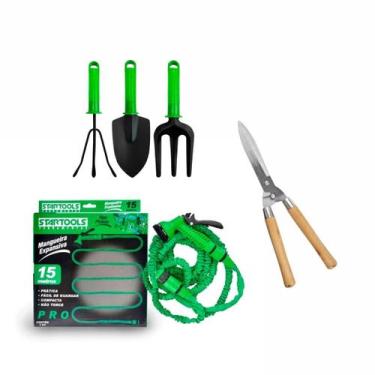 Imagem de Kit Jardinagem Startools: Mangueira 15m + Tesoura 20" + 3pcs