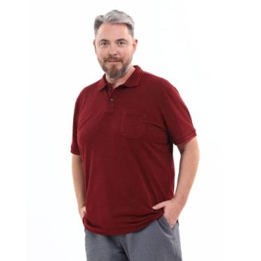 Imagem de Camisa Polo Masculina Plus Size Pique Algodão com Bolso