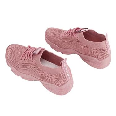 Imagem de Tênis Esportivo Feminino, Solado Antiderrapante, Tênis de Corrida de Plástico e Algodão para Exercícios (Rosa)