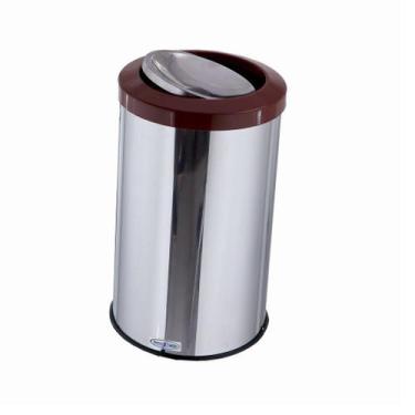 Imagem de Lixeira Inox Basculante 20 Litros Tampa Flip Top Com Cor - CCM, Marrom