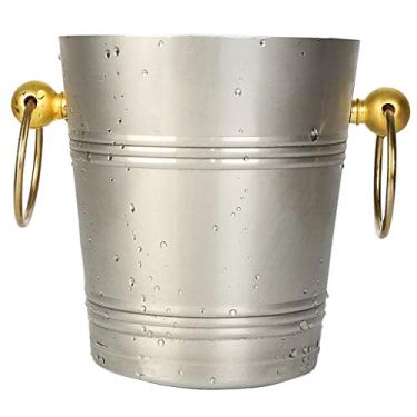 Imagem de Balde de gelo para festas bar coquetel cerveja balde de gelo aço inoxidável restaurante família balde champanhe orelha dourada vaso de flores cozinha armazenamento balde recipiente de gelo balde vinho