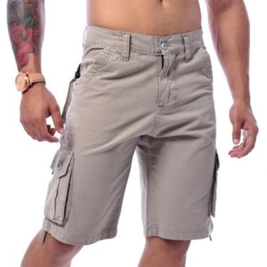 Imagem de Bermuda Masculino Bege Lisa Premium Com 6 Bolsos - Icari, Marrom, 42