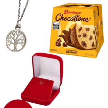 Imagem de Quero & Preciso, Colar Colar Árvore da Vida Aço Inox e Chocottone Bauducco Kit Presente Natal (Vermelho)